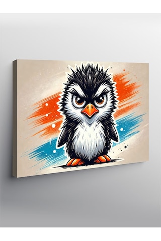 Kanvas Tablo Öfkeli Penguen Ve Neon Renkler