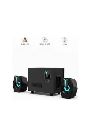 Bluetooth D37 Hoparlör 2in1 Subwoofer Rgb Işıklı Bilgisayar Hoparlörü Speaker