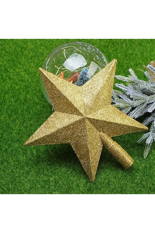 Yılbaşı Ağacı Simli Tepelik Yıldız, 15 cm - Altın