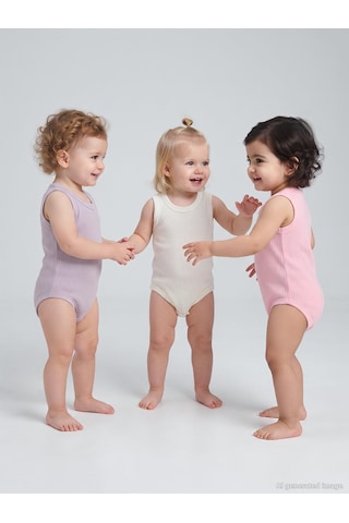 Minidamla Askılı Basic 3'lü set 1 -18 Ay Çıtçıtlı Badi  - Pembe 14043540426S1