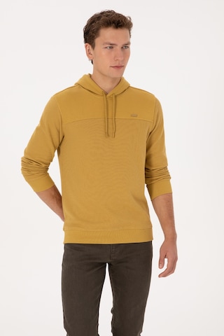 U.S. Polo Assn. Erkek Regular Fit Kapüşonlu Petek Dokulu Hardal Sweatshirt 50315526-VR151