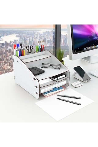 Design Otto Fx Medium Modest 6 Renk Evrak Rafı Masaüstü Organizer Ceviz