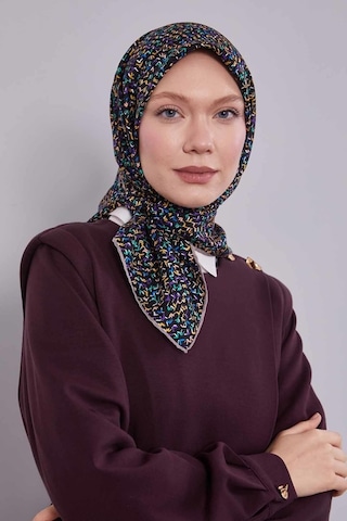 Levidor Mini Yazı Detayi Twill İpek Eşarp-0926 Siyah-vizon