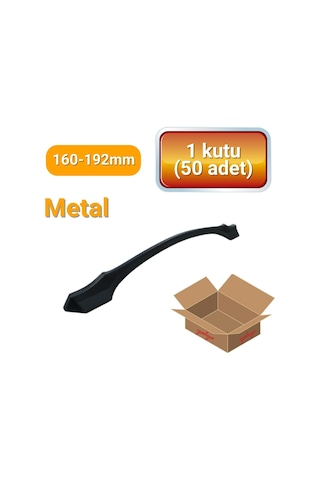 50 Adet Ateş Mat Siyah Metal Mobilya Kulpu 160mm - 192mm Mat Siyah