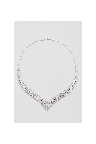 Carrie 18 Ayar Beyaz Altın Kaplama Gümüş Gerdanlık Beyaz