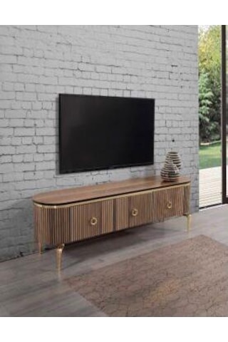 Desing Tv Sehpası Ceviz+gold+200cm