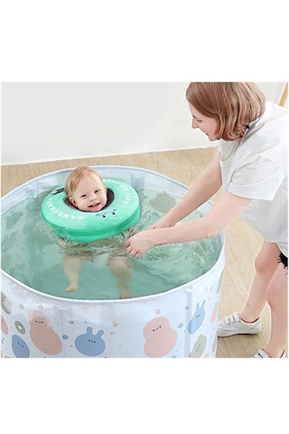 Mambobaby Emniyet Kemerli Bebek Yüzme Boyun Simidi - Yeşil Çok Renkli
