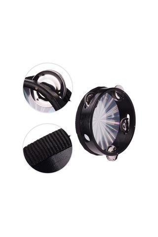 Ximistore9 6 İnç El Tamburini: Plastik Parlak Deri, Siyah Ahşap Çerçeve Ve Tek Satır Metal Zillerle Eğlenceli Müzik