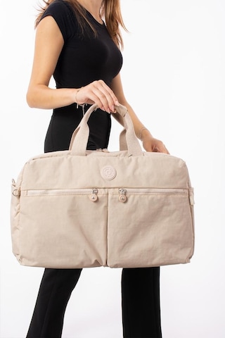 Seyehat Spor Çantası Kabin Boy Valiz 45 35 Cm Omuz Ve Çapraz Askılı Hafif Klinkır Çanta Su İtici Krem