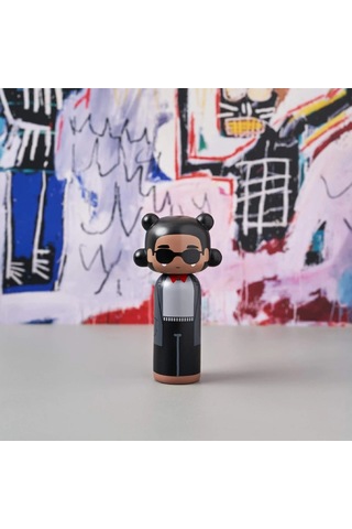Lucie Kaas Jean-michel Basquiat Ahşap Figür, El Yapımı Sanat Koleksiyon Parçası, 15 Cm Dekoratif Taşlar Kahverengi