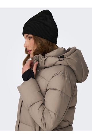 Only Ann Premium Puffer X-long Otw Kadın Kahverengi Kapüşonlu Mont 15287913-GRY Kahverengi