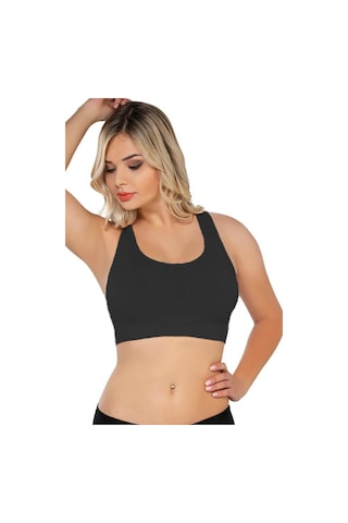 Emay 4027 Seamless Tül Pedli Toparlayıcı Sütyen Korse Siyah