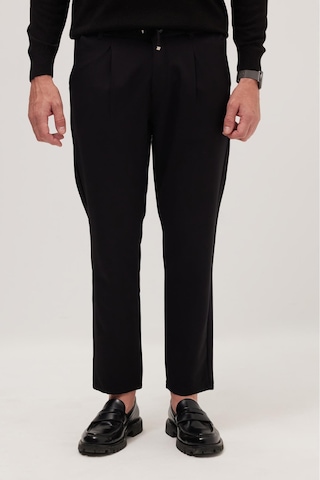Tudors Erkek Slim Fit Dar Kesim Lastikli Bağcık Detaylı Siyah Pantolon-38236 Siyah