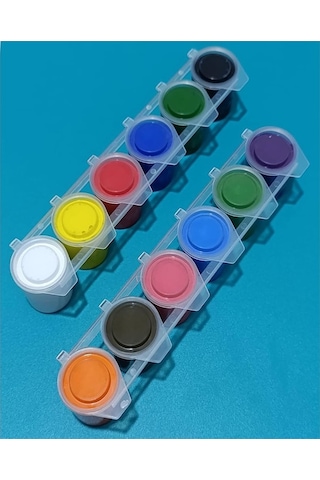 Guaj Boya 12 Renk 25ml 1 Paket Fixpoint Guajboya Seti 12 Li Su Bazlı Şişe Canlı Renkler Resim Okul Çok Renkli