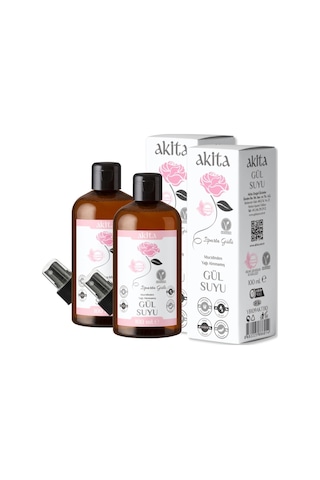 Akita Doğal Yağı Alınmamış Gül Suyu Cam Şişe 2 x 100 ML