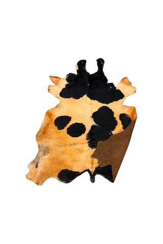 Doğal Renkli Dana Postu Halı - Naturel Halı Post Oranj-siyah