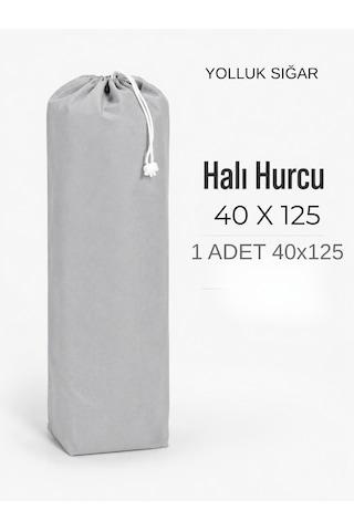 Beylini 40x125 Halı Hurcu Yolluk Sığar Lastikli Nefes Alabilir Kokmaz Tela Lastikli Halı Kılıfı Poşeti Ambalajı Taşınma Yastık Saklama Torbası Gri 1 Adet