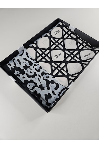 Miorel Scarfs Leopar Tema Cd Tema Vual İpek Şal Aksesuar Fular Silk Scarfs Shawl Hijab Krem