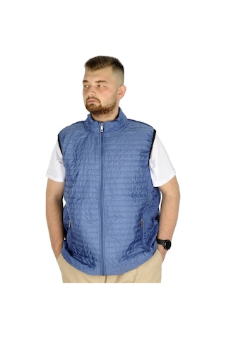 Mode Xl Büyük Beden Erkek Yelek Kapitone Yakalı 22601 Mavi 001
