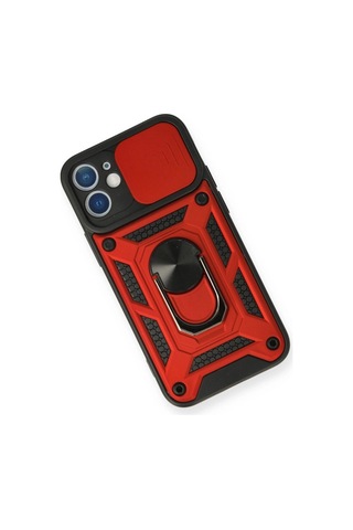 Apple, Uyumlu iPhone 11 Kılıf Pars Lens Yüzüklü - Kırmızı - Aflc-879090