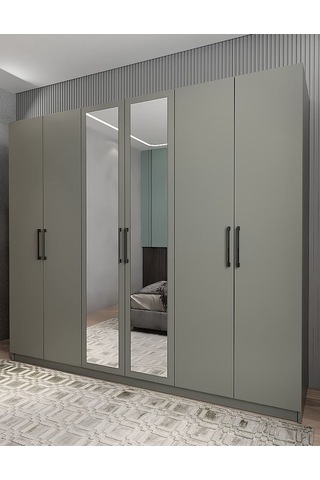 Alessi 6 Kapaklı Dolap Gardırop Füme - Montaj Dahil