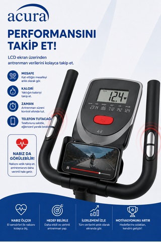 Acura Ac-400 Nabız Ölçerli, Ayarlanabilir, Ekstra Konforlu Spin Bike Kondisyon Bisikleti