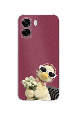 Oppo A6t - A6x Uyumlu Çiçekli Ördek Baskılı Silikon Kılıf
