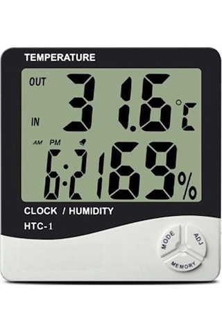 Bebek Odası Masaüstü Dijital Termometre Nem Ölçer Higrometre Saat 5365