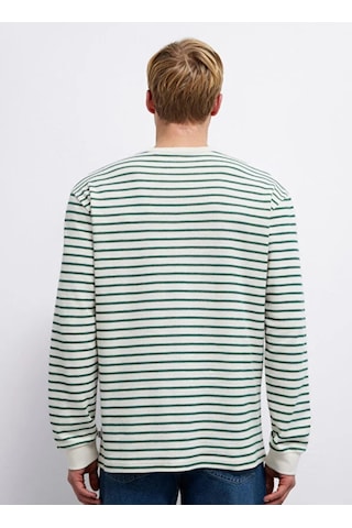 Mavi M0613157-71930 Çizgili Uzun Kollu Tişört Erkek T-shirt Yeşil