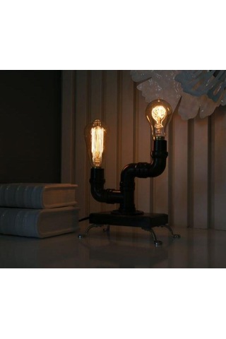 Borulardan Masa Lambası,endüstriyel Minimalist Lamba,hediyelik Rustik Siyah