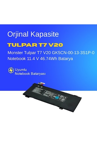 Monster Tulpar T7 V20 Gk5cn-00-13-3s1p-0 Notebook 11.4 V 46.74wh Batarya Uyumlu, Yüksek Performanslı 90743886
