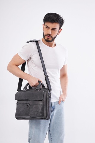 Derinss Dub3088 Hakiki Deri Gri Gölge Laptop Ve Evrak Çantası 001