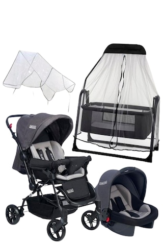 Tommy Baby Luna 4'lü Set Puset Beşik Yağmurluk ve Bebek Arabası