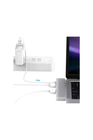 Springsun Alüminyum Alaşımlı 7'si 1 Arada Çoklu Bağlantı Noktalı Hub, Çift Usb-c Bağlantı Noktası, 4k Video Hd Çıkış Bağlantı