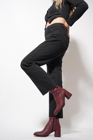 Ckm Moda Burna Boyfit Kesit Paça Detaylı Pantolon Füme