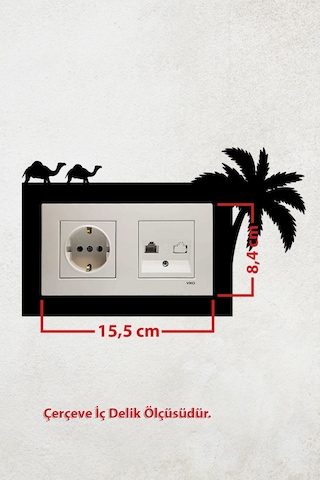 Palmiye Deve Tasarım 2li Priz Çerçevesi İç Ölçü 15,5x8,4 Cm 2li Dekoratif Priz Çerçeve - Ev Süsü