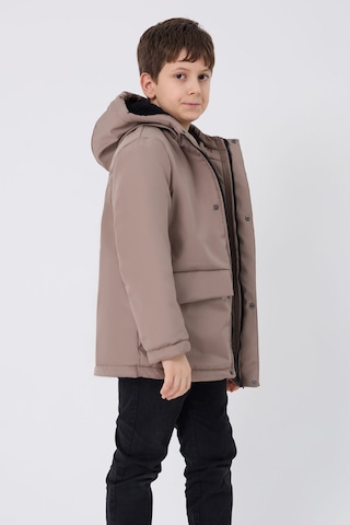 Erkek Çocuk Vizon Içi Kürklü Su Ve Rüzgar Geçirmez Kapüşonlu 3 Cep Kışlık Mont & Kaban & Parka Vizon