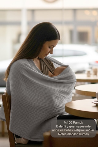 2 Katlı Balenli Müslin Emzirme Önlüğü - Emöngri