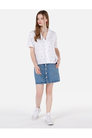 Colin's Colins Normal Kesim Shirt Yaka Baskılı Çok Renkli Kadın Kısa Kol Gömlek Cl1069202 Cl1069202 Q1.v1 Mtc Çok Renkli