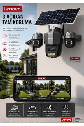 4g Pro 360 - Solar Panelli 3 Motorize Kameralı 4g Sim Kartlı Aov Sürekli Kayıt Güvenlik Kamerası