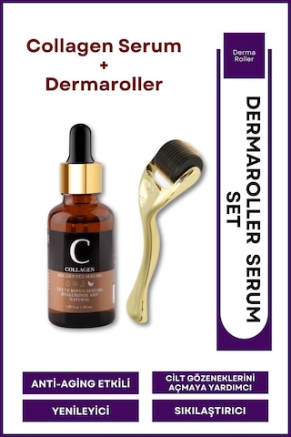 Dermaroller Goldenroller & Collagen Serum Yaşlanma Karşıtı Set