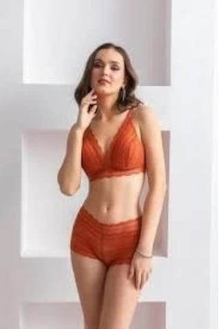 Kocabey Bralet Sütyen Ve Boxer Takım Kiremit