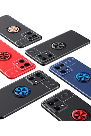 Oppo Reno 7 4G Kılıf Yüzüklü Magnetli Ravel Case Kapak