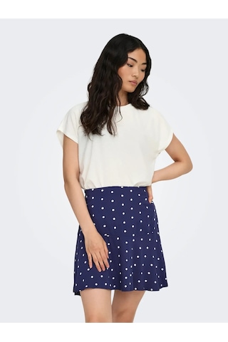 Only Onlmolly S/s O-neck Dobby Top Jrs Kadın T-shirt 15368563 Ekru
