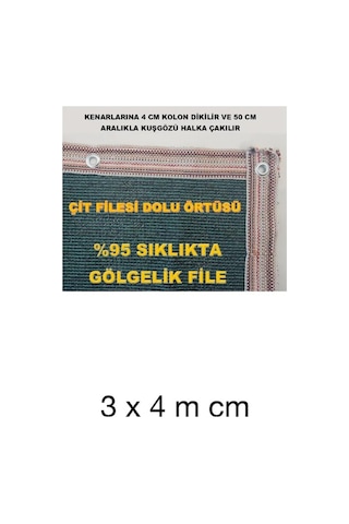400 X 1200 Gölgelik File Kamp Gölgeliği - 95lik - 4 Metre En Yeşil - Şeritli Halkalı - Bahçe Filesi Araba Gölgelik