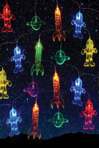 Dekoratif Çocuk Bebek Odası Led Şerit Astronot Uzay Gemisi Gezegen Temalı Pilli 10 Led'li 2 M RGB