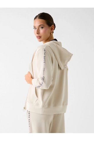 Guess Guessxns Fermuarlı Kapüşonlu Kadın Krem Sweatshirt W6gq03k2656-a115 Krem
