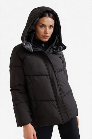 Defacto Defactofit Su İtici Regular Fit Yarım Polar Astarlı Kapüşonlu Fermuarlı Kışlık Mont A1553ax25wnbk81 Siyah-bk81