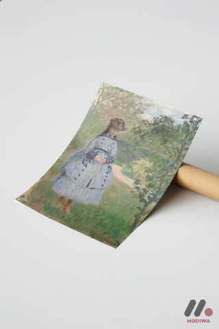 Claude Monet Bahçede Kız Çocuk, Çerçevesiz Yüksek Kalite Duvar Afişi - Sanatsever Hediyesi