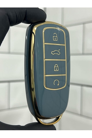 Chery Tiggo 8 Pro Smart Uyumlu Anahtar Kılıfı Gri - Gold